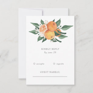 Orange Blossoms Citrus Botanical Wedding RSVP Card
