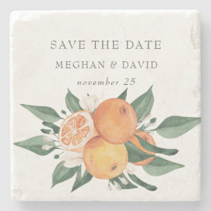Orange Blossoms Citrus Botanical Wedding   Stone Coaster