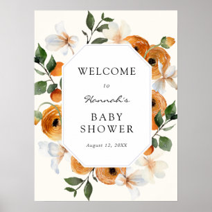 Orange Blossoms Clementines Baby Shower Welcome Poster