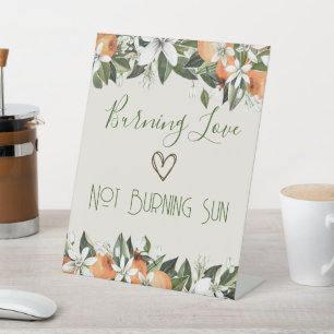 Orange & Blossoms Elegant Floral Pedestal Sign