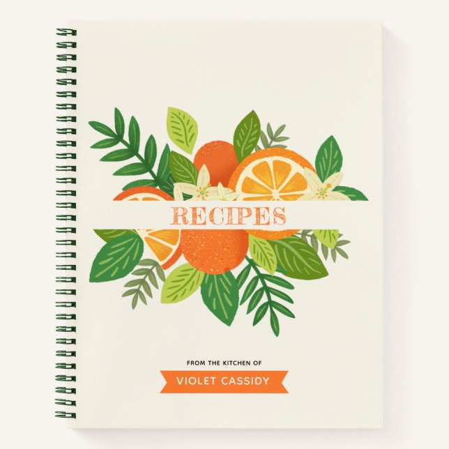 Orange Blossoms Personalised Recipe Notebook (Front)