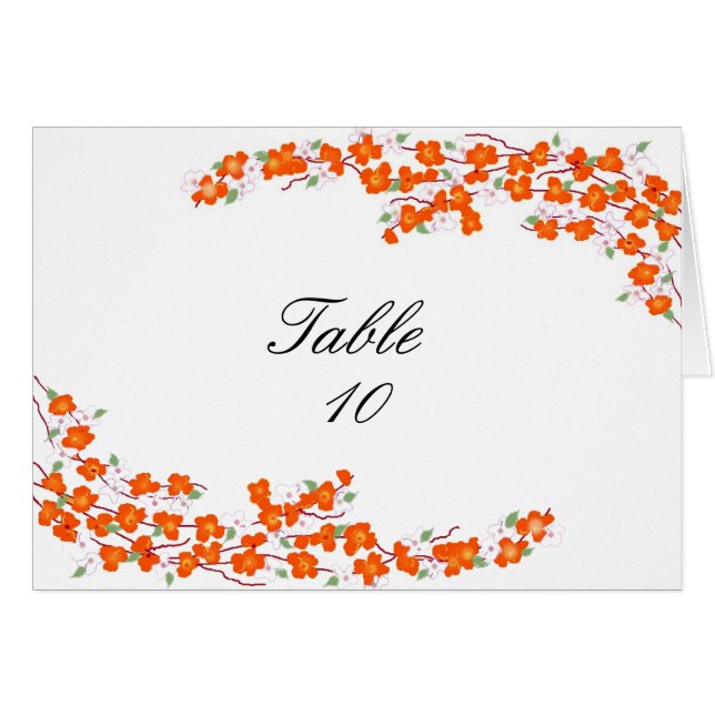 Orange Blossoms Table Seating Card (Front Horizontal)