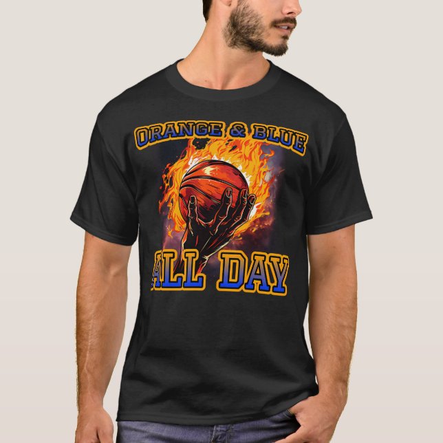 Orange  Blue All Day Knicks T-Shirt (Front)
