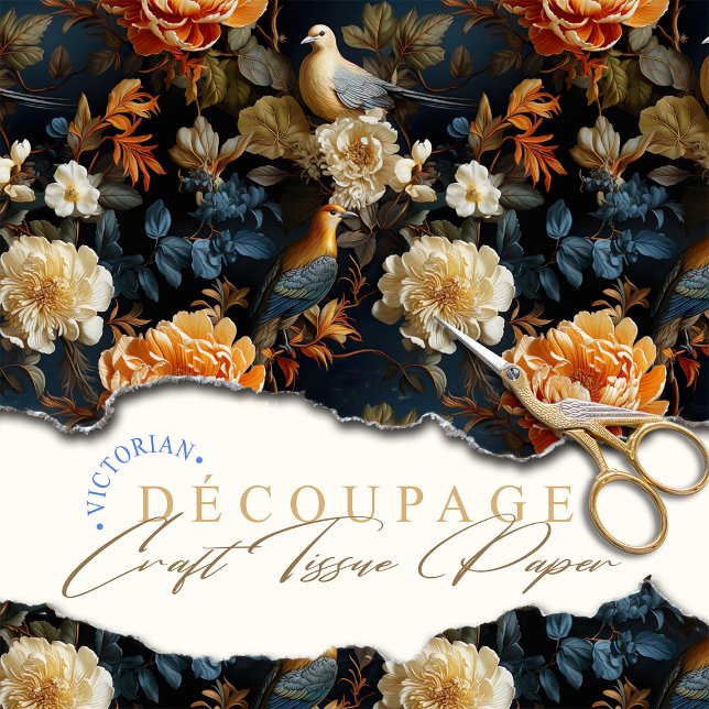 Orange Blue and Cream Georgian Inspired Bohemian Tissue Paper (Creator Uploaded)