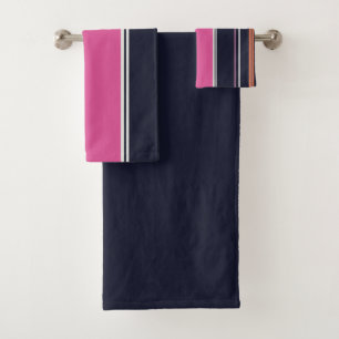 Orange, Blue and Pink Stripes   Bath Towel Set