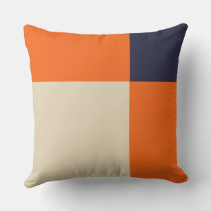 Orange Blue and Taupe Cushion