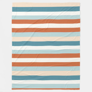 Orange,Blue and White Stripe Pattern Fleece Blanket
