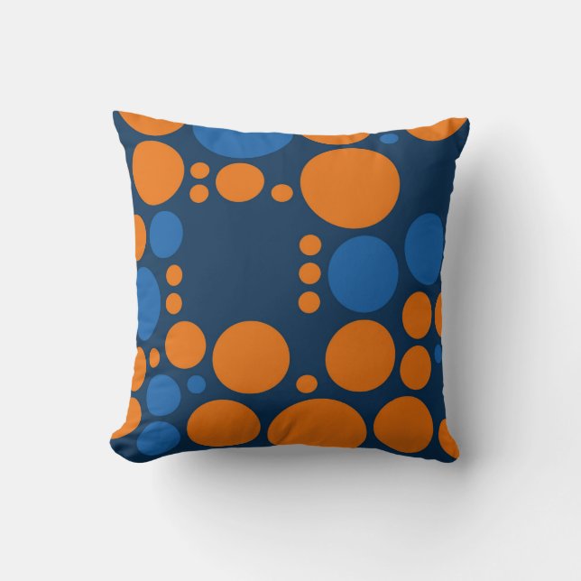 Orange Blue Big Polka Dots Cushion (Front)