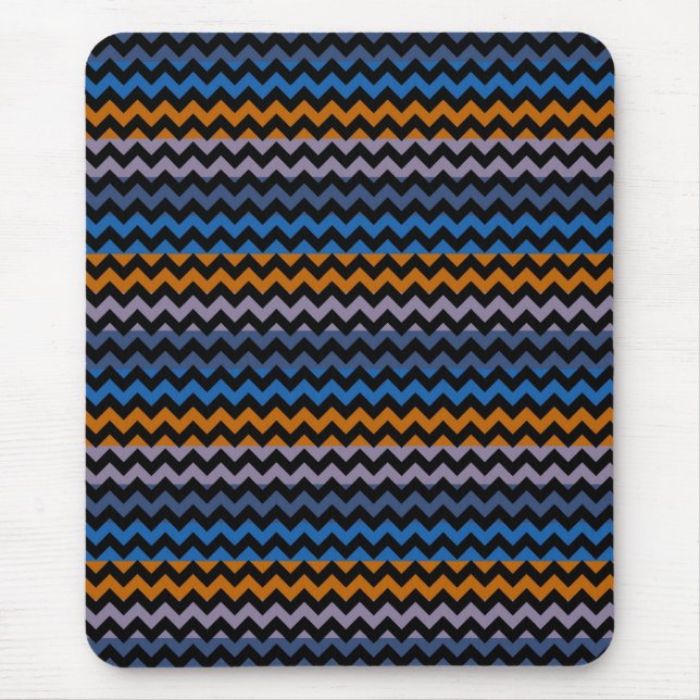 Orange Blue Black Chevron Zigzag Mouse Pad (Front)