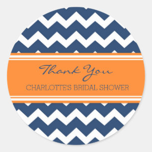 Orange Blue Chevron Bridal Shower Favour Tags