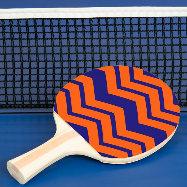 Orange Blue Chevron Zigzag Design  Ping Pong Paddle (Insitu)