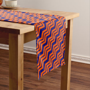 Orange Blue Chevron Zigzag Design Short Table Runner
