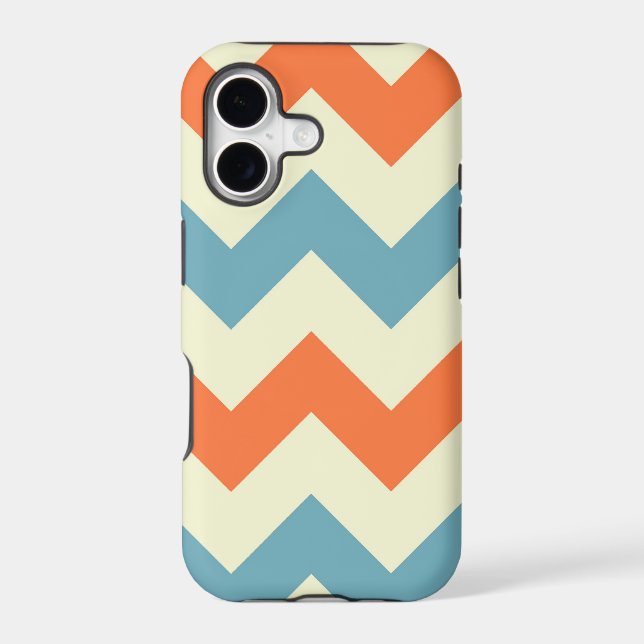 Orange blue chevron zigzag stripes zig zag pattern (Back)