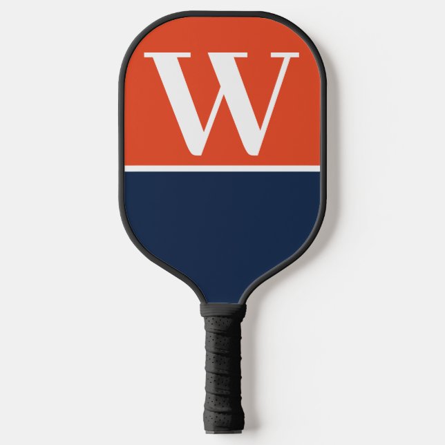 Orange & Blue College Monogram Pickleball Paddle (Front)
