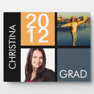 Orange blue colour block class year graduation plaque