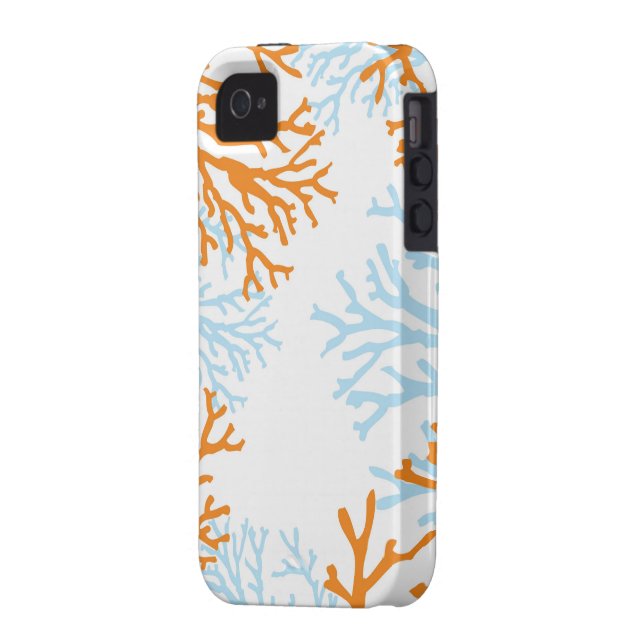 Orange & Blue Coral iphone case (Back Left)