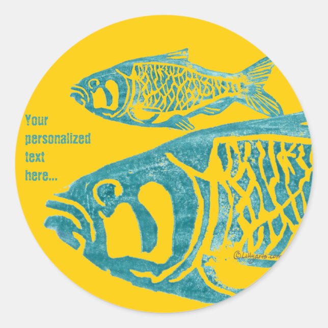 Orange Blue Fishes Personalised Stickers (Front)