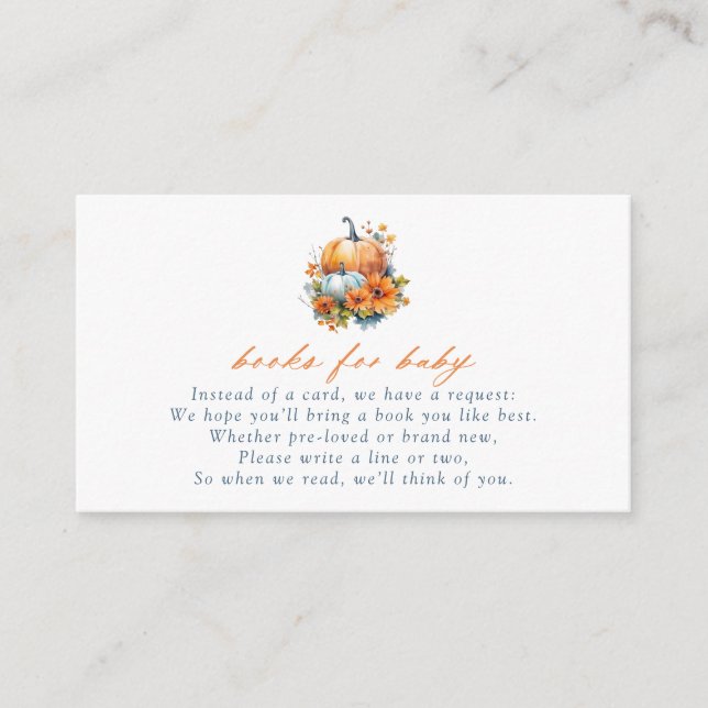 Orange & Blue Floral Pumpkins Books for Baby Enclosure Card (Front)
