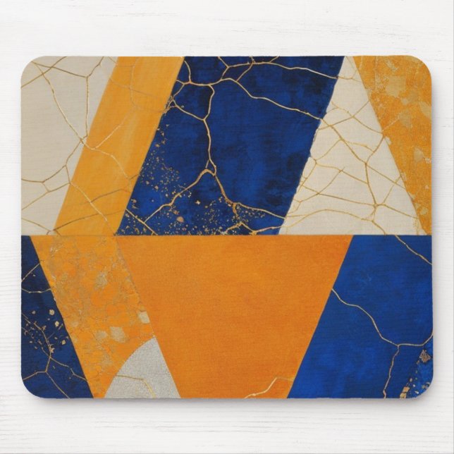 Orange Blue Geometric Mouse Pad (Front)