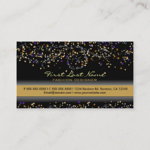 Orange blue glitter specks custom business cards