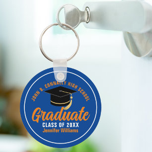 Orange Blue Graduate Personalised 2023 Graduation Key Ring