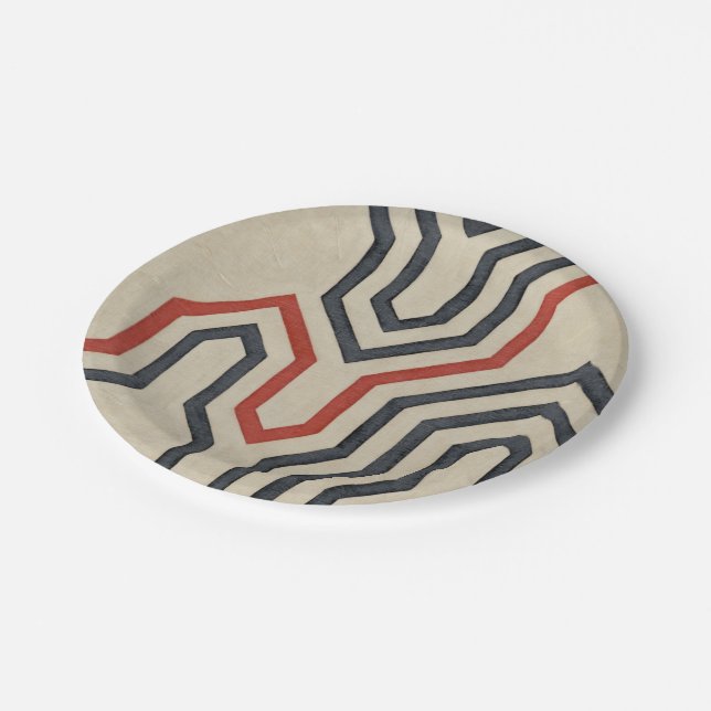 Orange & Blue Graphic Lines Paper Plate (Angled)