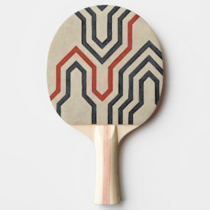 Orange & Blue Graphic Lines Ping Pong Paddle