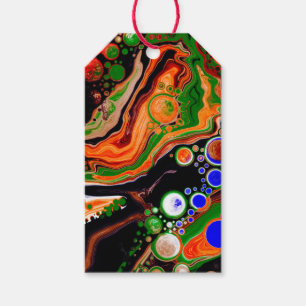 Orange, Blue, Green, Black Digital Fluid Art Gift Tags