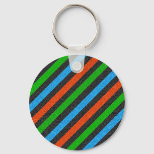 Orange, Blue, Green, Black Glitter Striped STaylor Key Ring