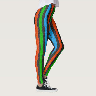 Orange, Blue, Green, Black Glitter Striped STaylor Leggings