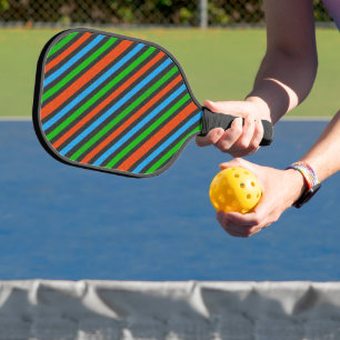Orange, Blue, Green, Black Glitter Striped STaylor Pickleball Paddle