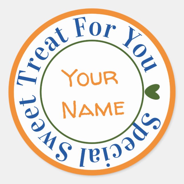 Orange Blue Green Special Sweet Treat for You Classic Round Sticker (Front)