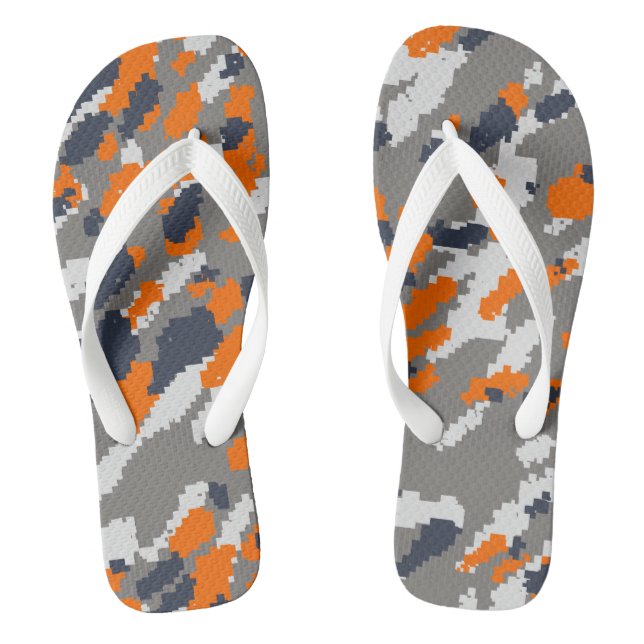 Orange, Blue Grey and White Camo abstract Jandals (Footbed)