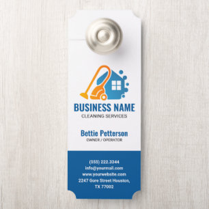 Orange Blue House Vacuum Cleaning Service Door Hanger