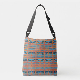 Orange Blue, Light & Dark, Southwest Art Pattern  Crossbody Bag