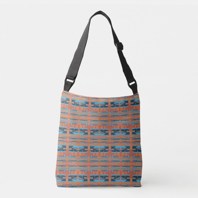 Orange Blue, Light & Dark, Southwest Art Pattern  Crossbody Bag (Front)