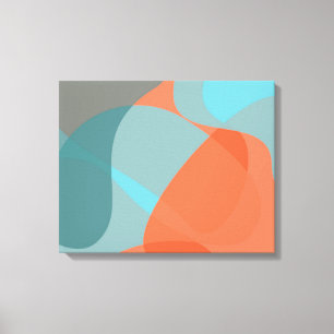 Orange, blue, modern, trendy wavy organic shapes canvas print