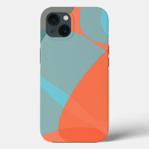 Orange, blue, modern, trendy wavy organic shapes iPhone 13 case
