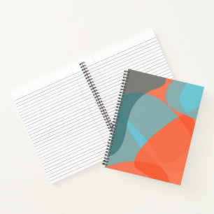 Orange, blue, modern, trendy wavy organic shapes notebook