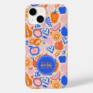 Orange Blue Monogram Fruits Vegetables Case-Mate iPhone 14 Case
