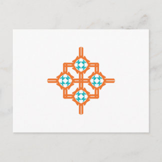 Orange blue ornament postcard