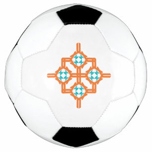Orange blue ornament soccer ball