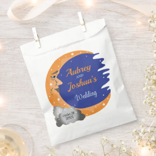 Orange & Blue Over the Moon Wedding Personalised Favour Bags