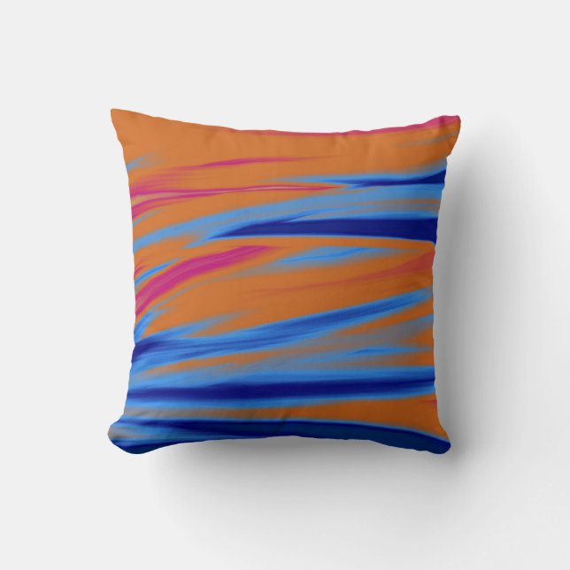 Orange, Blue Painting Art Design Abstract Cushion (Front)