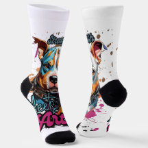 Orange Blue Patterned Pop Art Dog