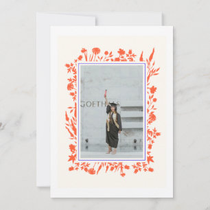 Orange Blue Photo Graduation  Invitation