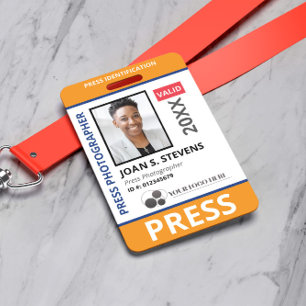 Orange Blue Photo & Logo Press ID ID Badge
