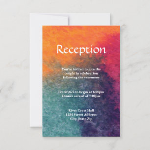 Orange Blue Pink Watercolor - Reception Invitation