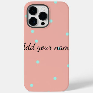 Orange blue polka dots abstract add name text t Case-Mate iPhone 14 pro max case