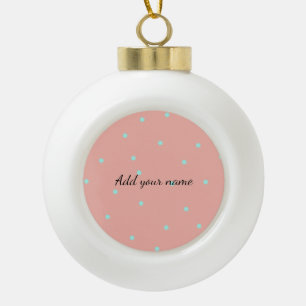 Orange blue polka dots abstract add name text t th ceramic ball christmas ornament